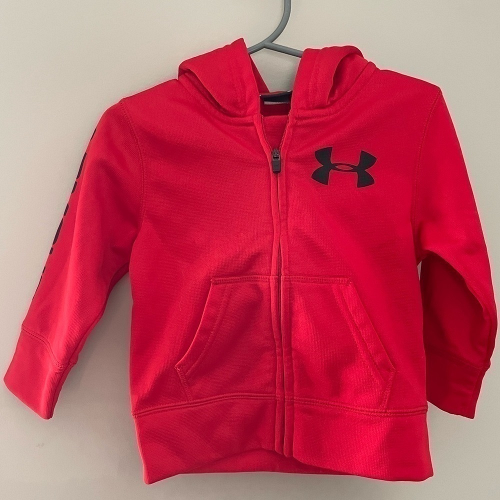 NWOT - Under Armour Red & Black Zip-Up Hoodie - 12 MOS